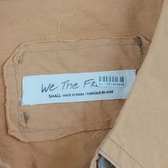 We The Free Womens Button-Up Shirt Cotton Small Light Orange Long Sleeves 6CT - Picture 4 of 7